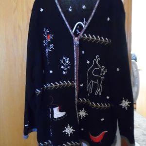 LIZ & ME / zipper Christmas Cardigan